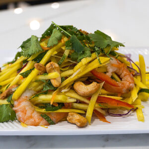 Mango Shrimp Salad is a refreshing salad with tender sweet shrimp, ripe mango, crisp greens