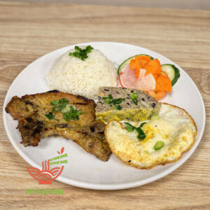 R3. GRILLED PORK CHOP, STEAMED EGG MEATLOAF, FRIED EGG